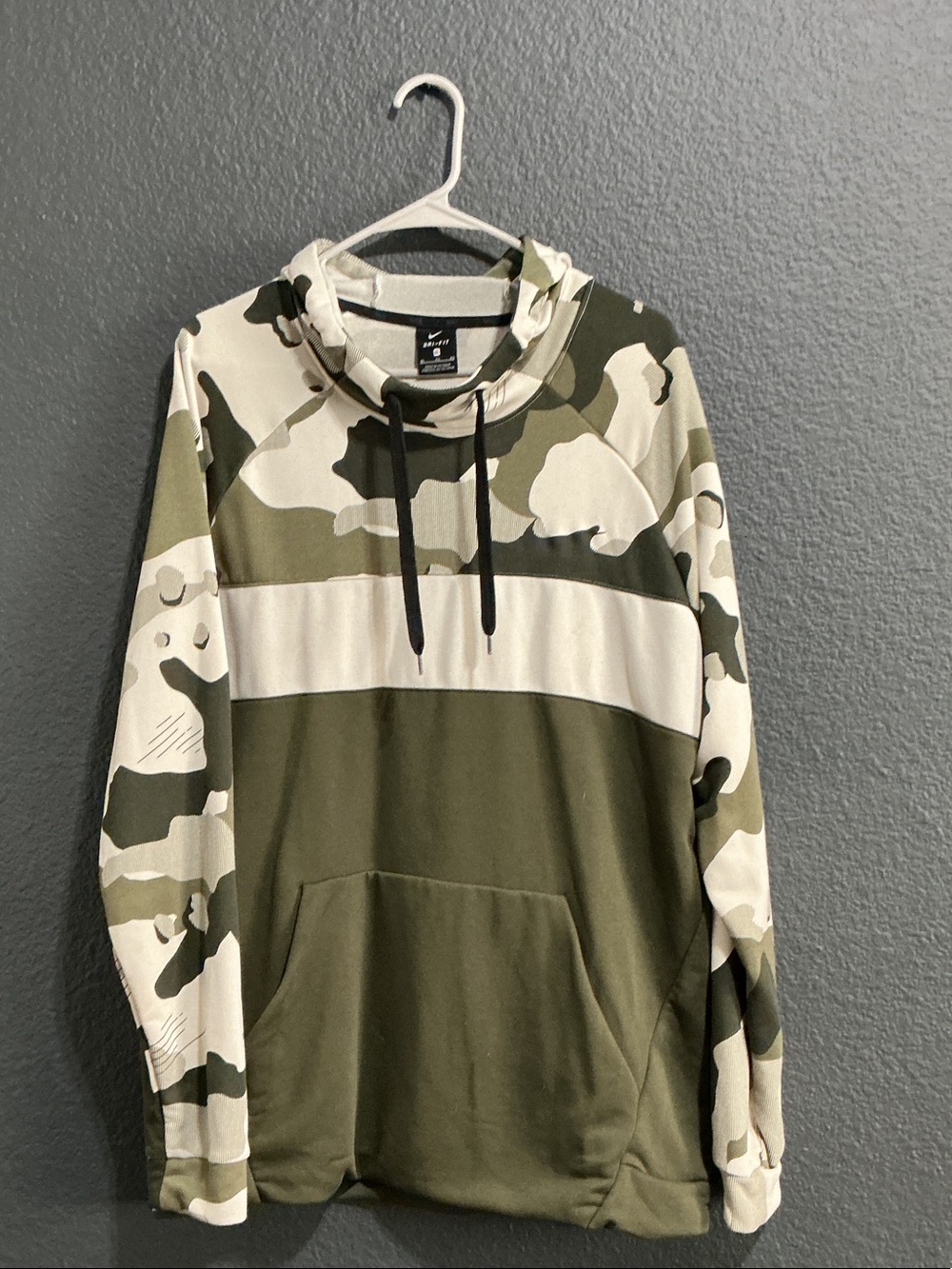 Nike Olive Green & White Camo Pullover Hoodie